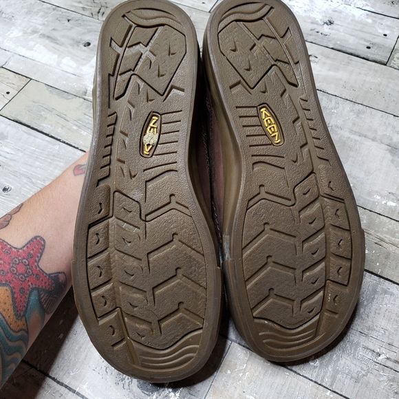 Keen mens genuine leather slip on loafers brown main image 4
